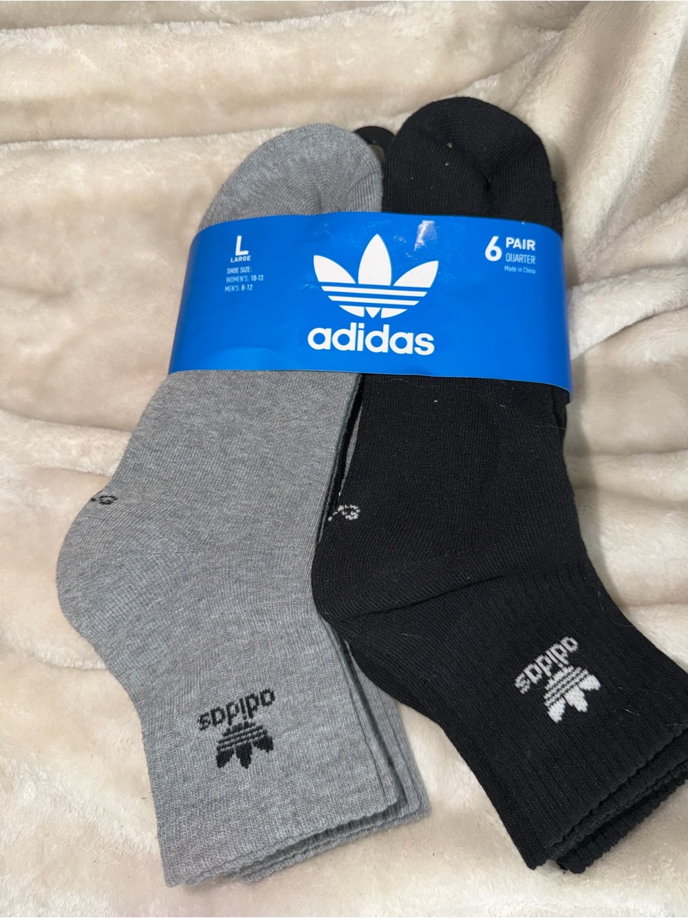 adidas Men’s 6-Pack Quarter Socks - Black & Gray